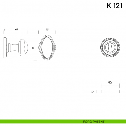 Pomolo per porta K 121 girevole Valli collezione Lab foro patent