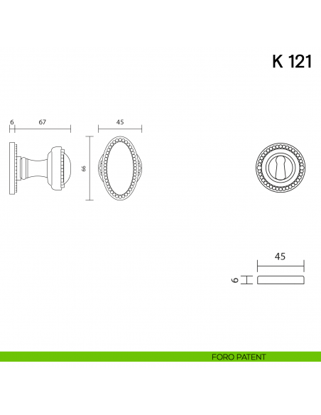 Pomolo per porta K 121 girevole Valli collezione Lab foro patent