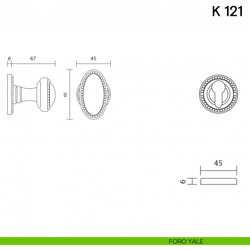 Pomolo per porta K 121 girevole Valli collezione Lab foro yale