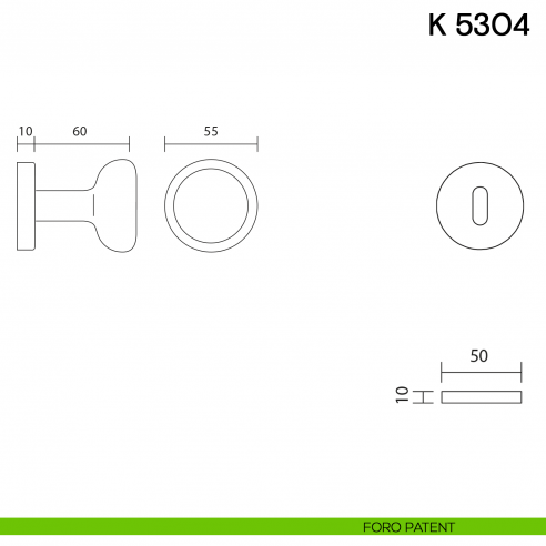 Pomolo per porta K 5304 girevole Valli collezione Fusital foro patent