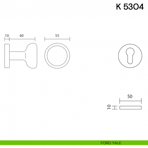 Pomolo per porta K 5304 girevole Valli collezione Fusital foro yale