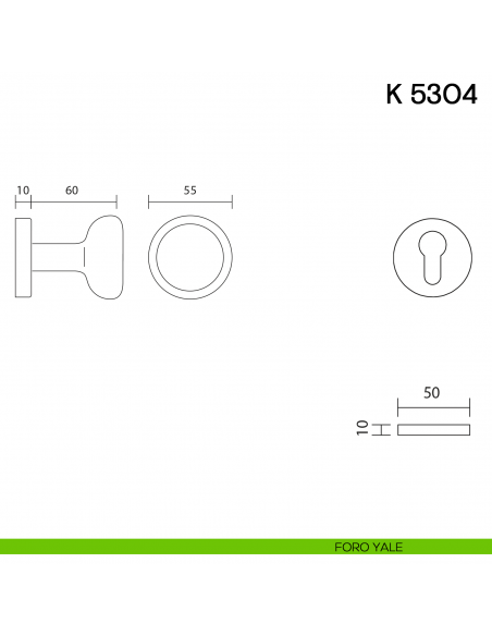 Pomolo per porta K 5304 girevole Valli collezione Fusital foro yale