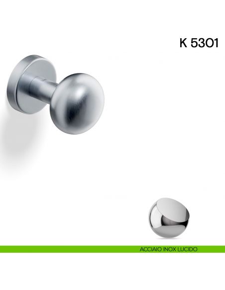 Pomolo per porta K 5301 girevole Valli collezione Fusital acciaio inox lucido