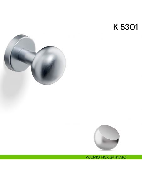 Pomolo per porta K 5301 girevole Valli collezione Fusital acciaio inox satinato
