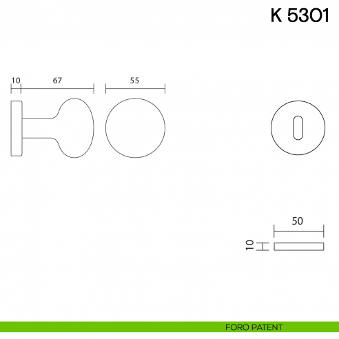 Pomolo per porta K 5301 girevole Valli collezione Fusital foro patent