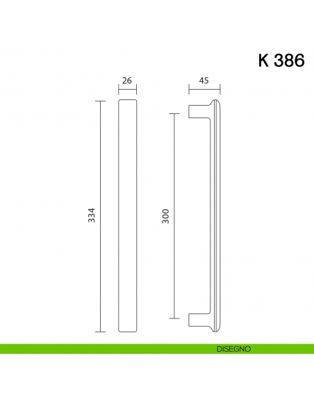 Maniglione per porta K 386 Valli collezione Fusital disegno