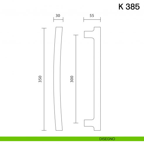 Maniglione per porta K 385 Valli collezione Fusital disegno
