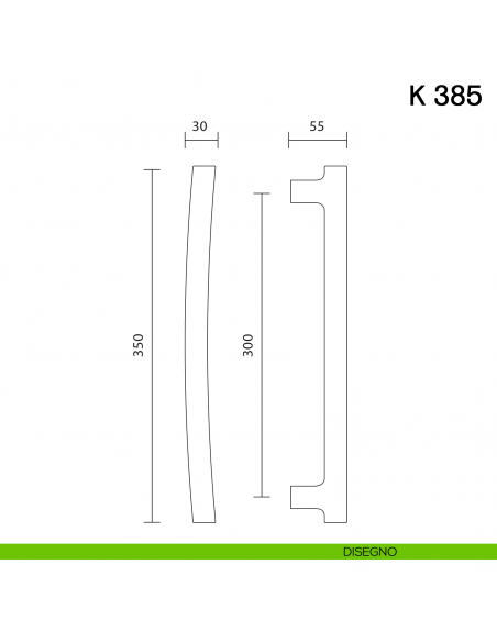 Maniglione per porta K 385 Valli collezione Fusital disegno