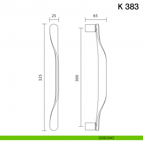 Maniglione per porta K 383 Valli collezione Fusital disegno