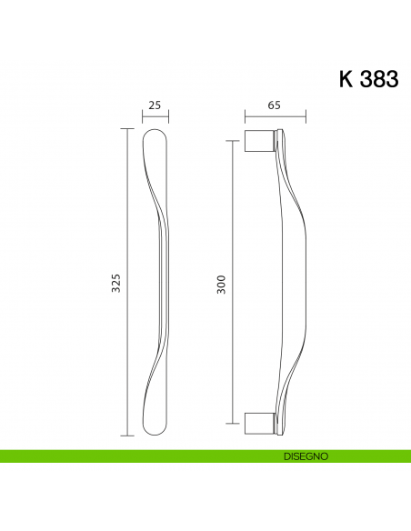 Maniglione per porta K 383 Valli collezione Fusital disegno