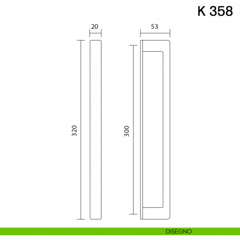 Maniglione per porta K 358 Valli collezione Fusital disegno