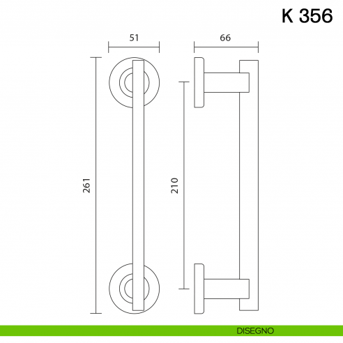 Maniglione per porta K 356 Valli collezione Fusital disegno