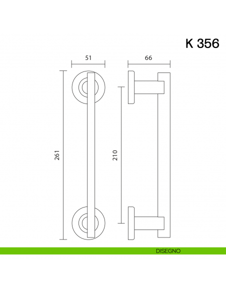 Maniglione per porta K 356 Valli collezione Fusital disegno