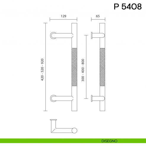 Maniglione per porta P 5408 Valli collezione Fusital zancato disegno