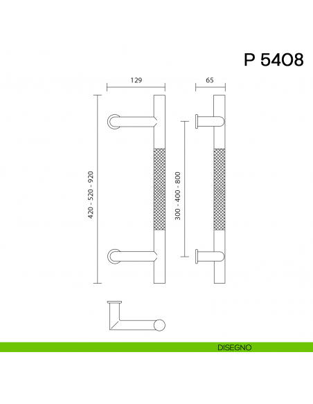 Maniglione per porta P 5408 Valli collezione Fusital zancato disegno