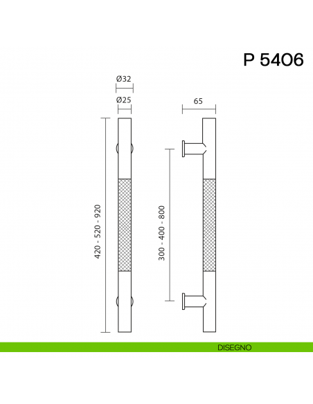 Maniglione per porta P 5406 Valli collezione Fusital disegno