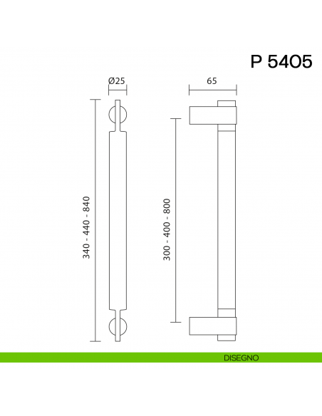 Maniglione per porta P 5405 Valli collezione Fusital disegno