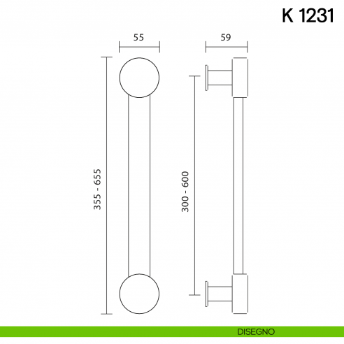 Maniglione per porta K 1231 Valli collezione Lab disegno