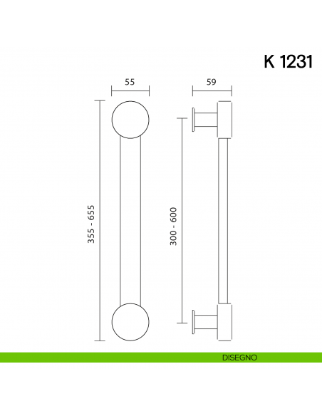 Maniglione per porta K 1231 Valli collezione Lab disegno