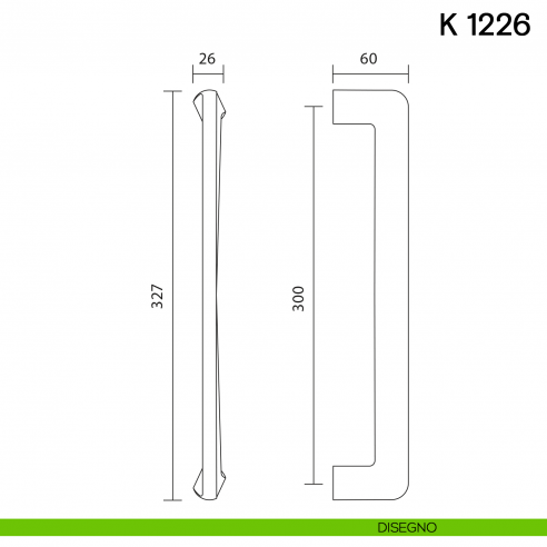 Maniglione per porta K 1226 Valli collezione Fusital disegno