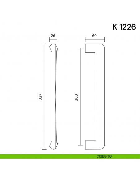 Maniglione per porta K 1226 Valli collezione Fusital disegno