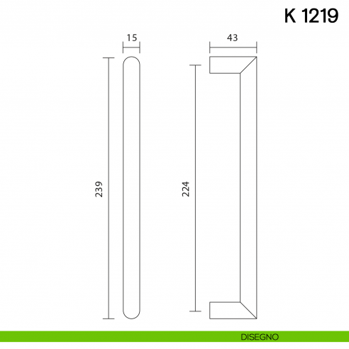 Maniglione per porta K 1219 Valli collezione Lab disegno