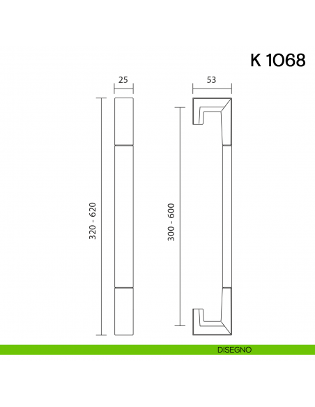 Maniglione per porta K 1068 Valli collezione Fusital disegno