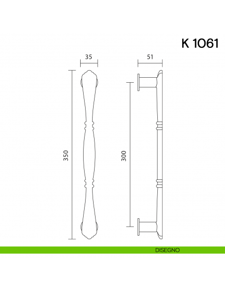 Maniglione per porta K 1061 Valli collezione Fusital disegno