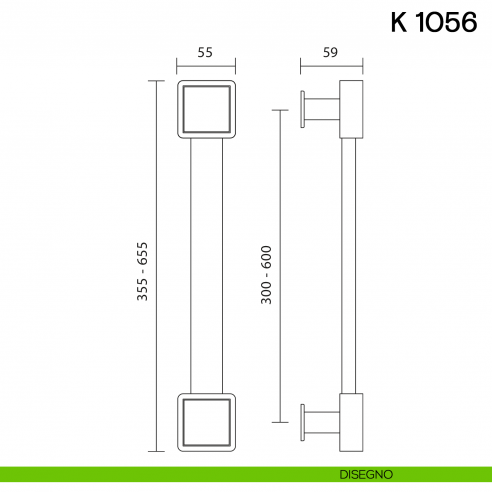 Maniglione per porta K 1056 Valli collezione Lab disegno