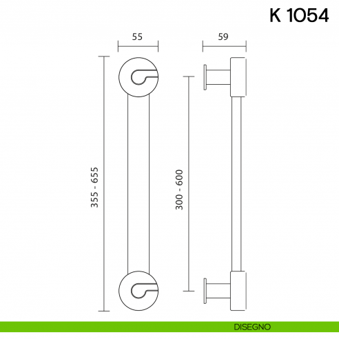 Maniglione per porta K 1054 Valli collezione Lab disegno