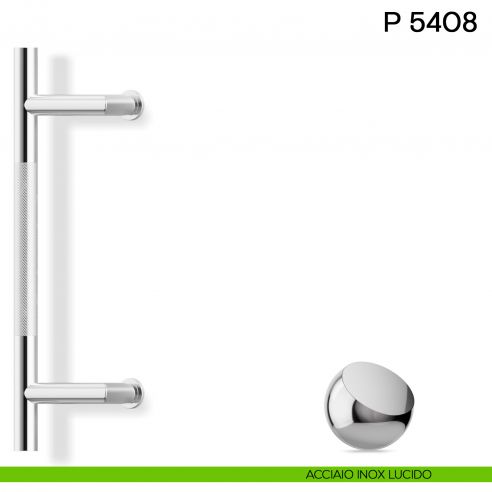 Maniglione per porta P 5408 Valli collezione Fusital zancato acciaio inox lucido