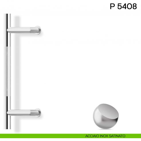 Maniglione per porta P 5408 Valli collezione Fusital zancato acciaio inox satinato