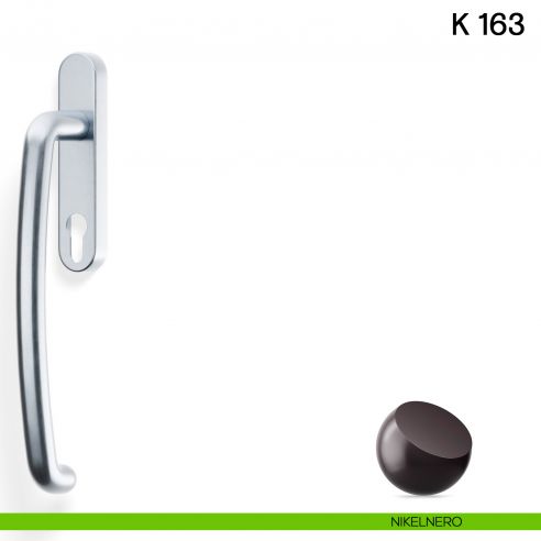 Maniglione per alzante scorrevole K 163 Valli collezione Lab con placca yale nikelnero