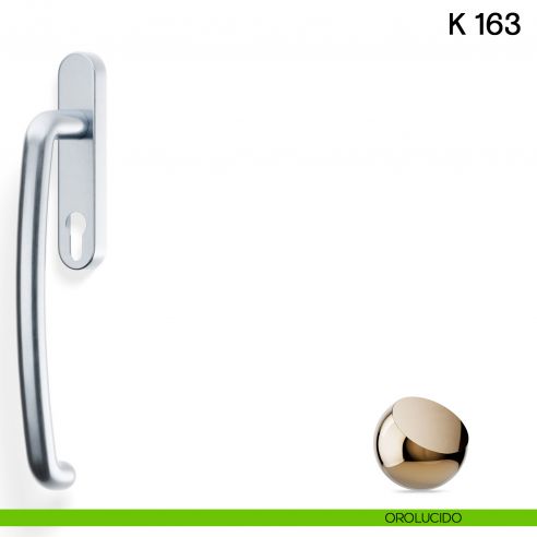 Maniglione per alzante scorrevole K 163 Valli collezione Lab con placca yale orolucido