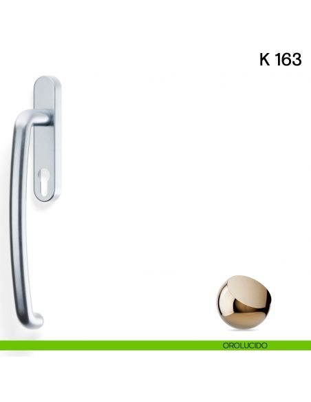 Maniglione per alzante scorrevole K 163 Valli collezione Lab con placca yale orolucido