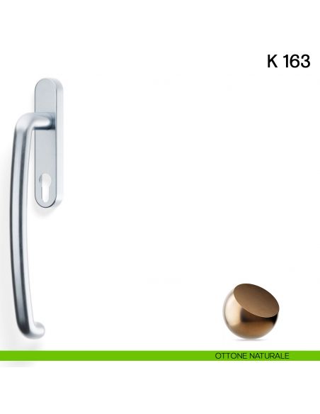 Maniglione per alzante scorrevole K 163 Valli collezione Lab con placca yale ottone naturale