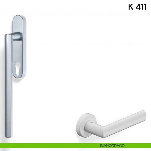 Maniglione per alzante scorrevole K 411 Valli collezione Lab con placca yale biancopaco