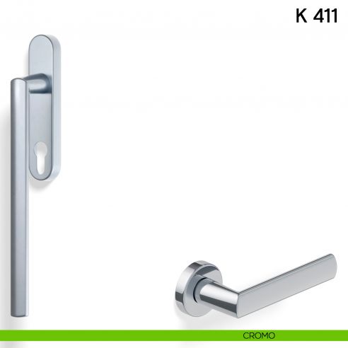 Maniglione per alzante scorrevole K 411 Valli collezione Lab con placca yale cromo