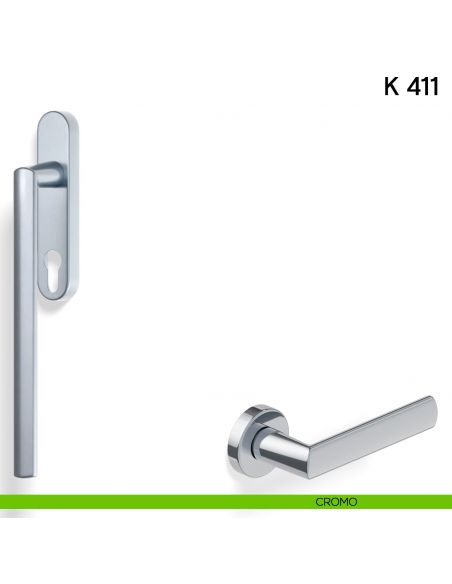 Maniglione per alzante scorrevole K 411 Valli collezione Lab con placca yale cromo