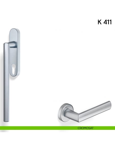 Maniglione per alzante scorrevole K 411 Valli collezione Lab con placca yale cromosat