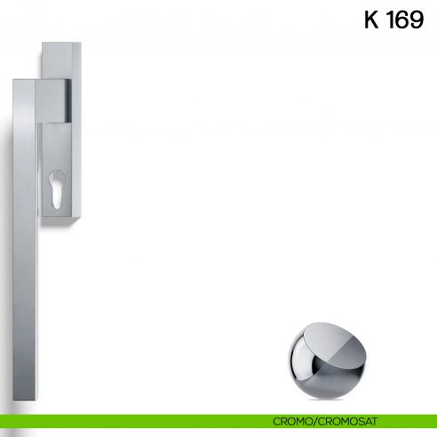 Maniglione per alzante scorrevole K 169 Valli collezione Fusital con placca yale cromo - cromosat