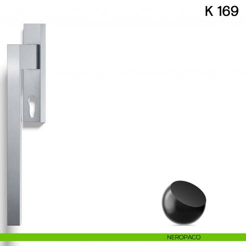 Maniglione per alzante scorrevole K 169 Valli collezione Fusital con placca yale neropaco