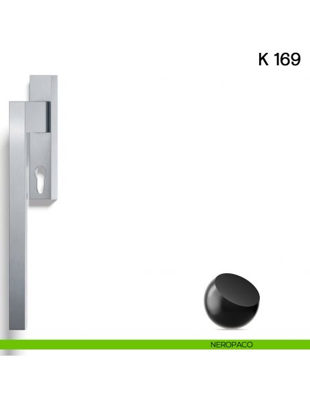 Maniglione per alzante scorrevole K 169 Valli collezione Fusital con placca yale neropaco