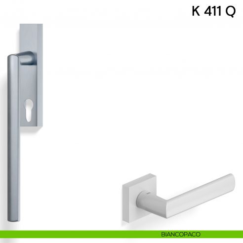 Maniglione per alzante scorrevole K 411 Q Valli collezione Lab con placca yale biancopaco