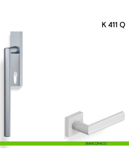 Maniglione per alzante scorrevole K 411 Q Valli collezione Lab con placca yale biancopaco