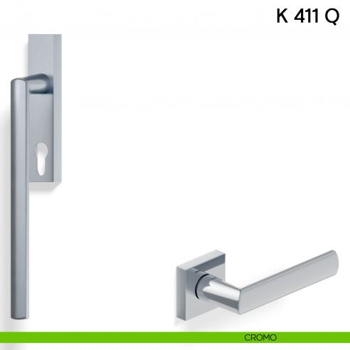 Maniglione per alzante scorrevole K 411 Q Valli collezione Lab con placca yale cromo