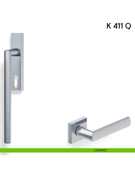 Maniglione per alzante scorrevole K 411 Q Valli collezione Lab con placca yale cromo