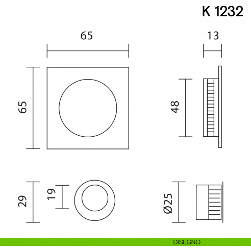 Maniglia per porta scorrevole K 1232 Valli collezione Fusital senza serratura disegno