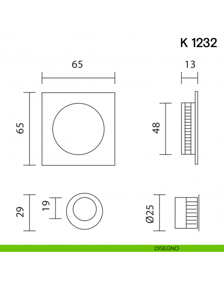 Maniglia per porta scorrevole K 1232 Valli collezione Fusital senza serratura disegno