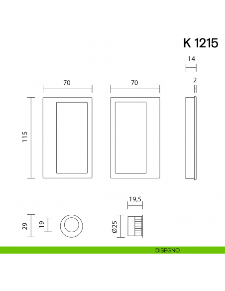 Maniglia per porta scorrevole K 1215 Valli collezione Lab senza serratura disegno